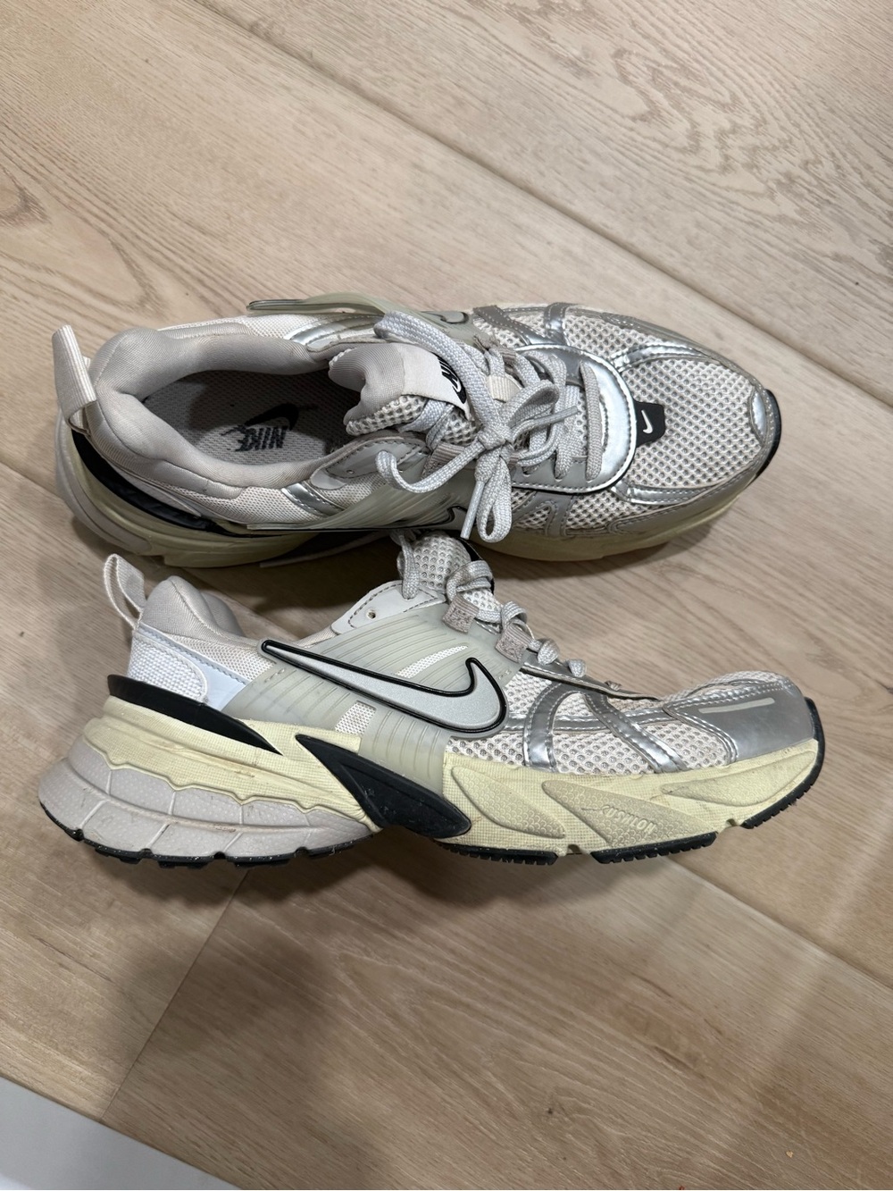 Nike Women's White, Cream & Black Layered Running Sneakers